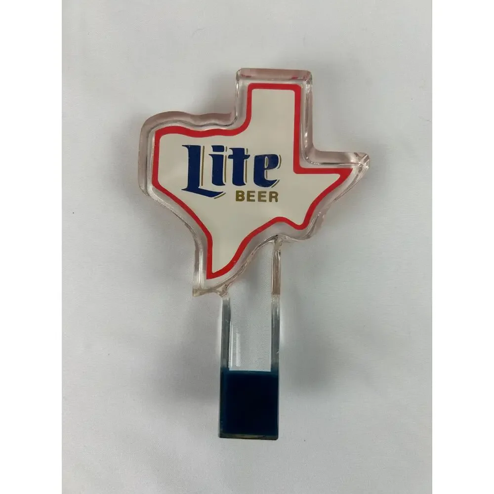 Miller Lite Texas Shaped Beer Tap Handle Clear Lucite Acrylic Breweriana 6in